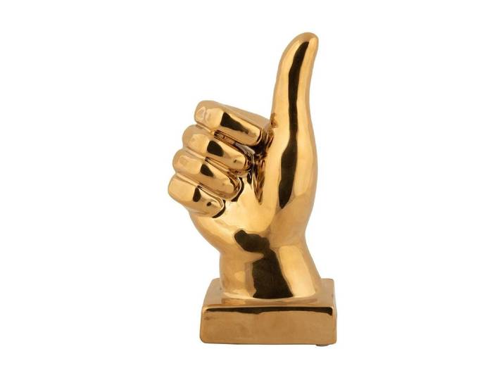 Dekofigur PRESENT TIME Statue Okay , gold (goldfarben), B:8cm H:20,8cm, Dekofiguren, Dekofigur