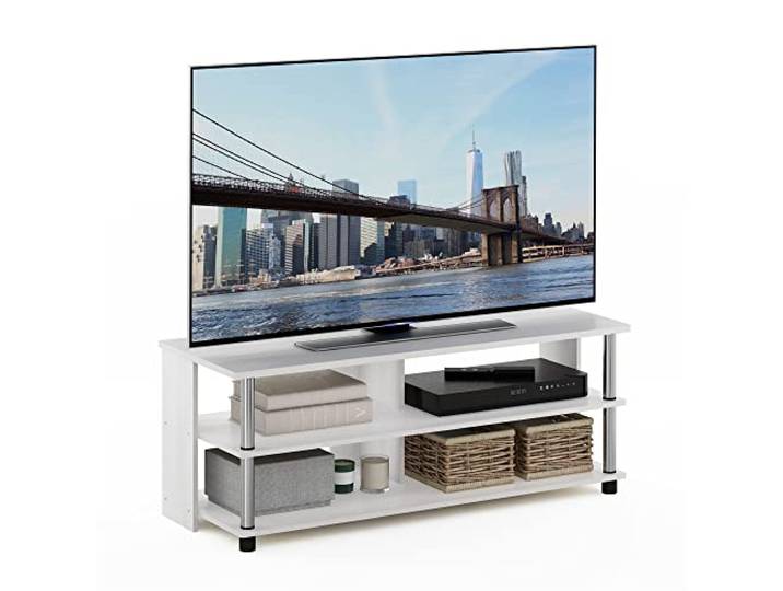 Furinno Sully 3-Stufe TV-Ständer für TV bis 48, Weißeiche, 104.4 (Breite) x 40.1 (Höhe) x 39.4 (Tiefe) cm