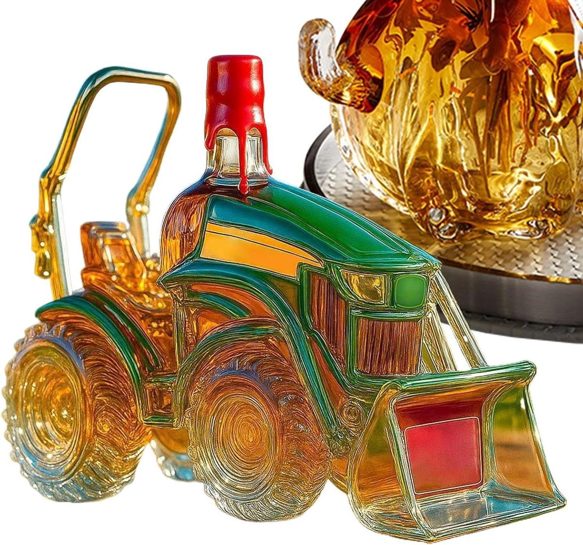 Creatieve Tractor Karaf voor Wijn - Wijnfles Glas - Bar Decoratie - 15 cm