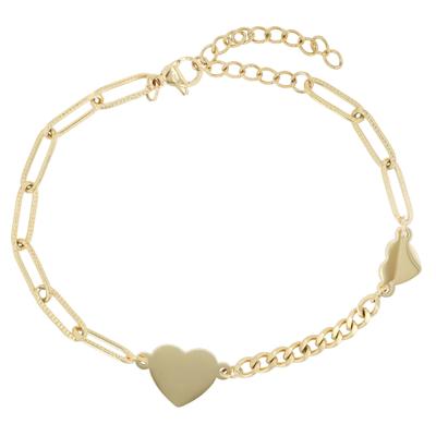 Armband ADELIA´S "Armband – Herz aus Edelstahl 18 cm", gold, Armbänder, Damen, 18cm, Edelstahl, Armband, Ideal als Geschenk – dezent und elegant