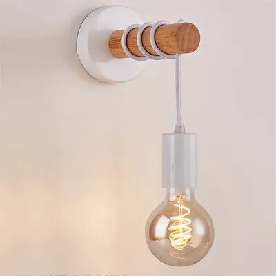 Friendly Fresh Finds Rustic Wood Wall Lamp Vintage Wall Sconce With Socket For Bedroom Bedside Dining Room Decor white no Light Bulb