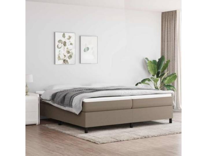 RJPLMFV Bettgestell, mit Latten, Taupe, 200 x 200 cm, Stoff Atmungsaktiver Stoff, robuste Füße, Latten aus Sperrholz, Matratze nicht im Lieferumfang enthalten