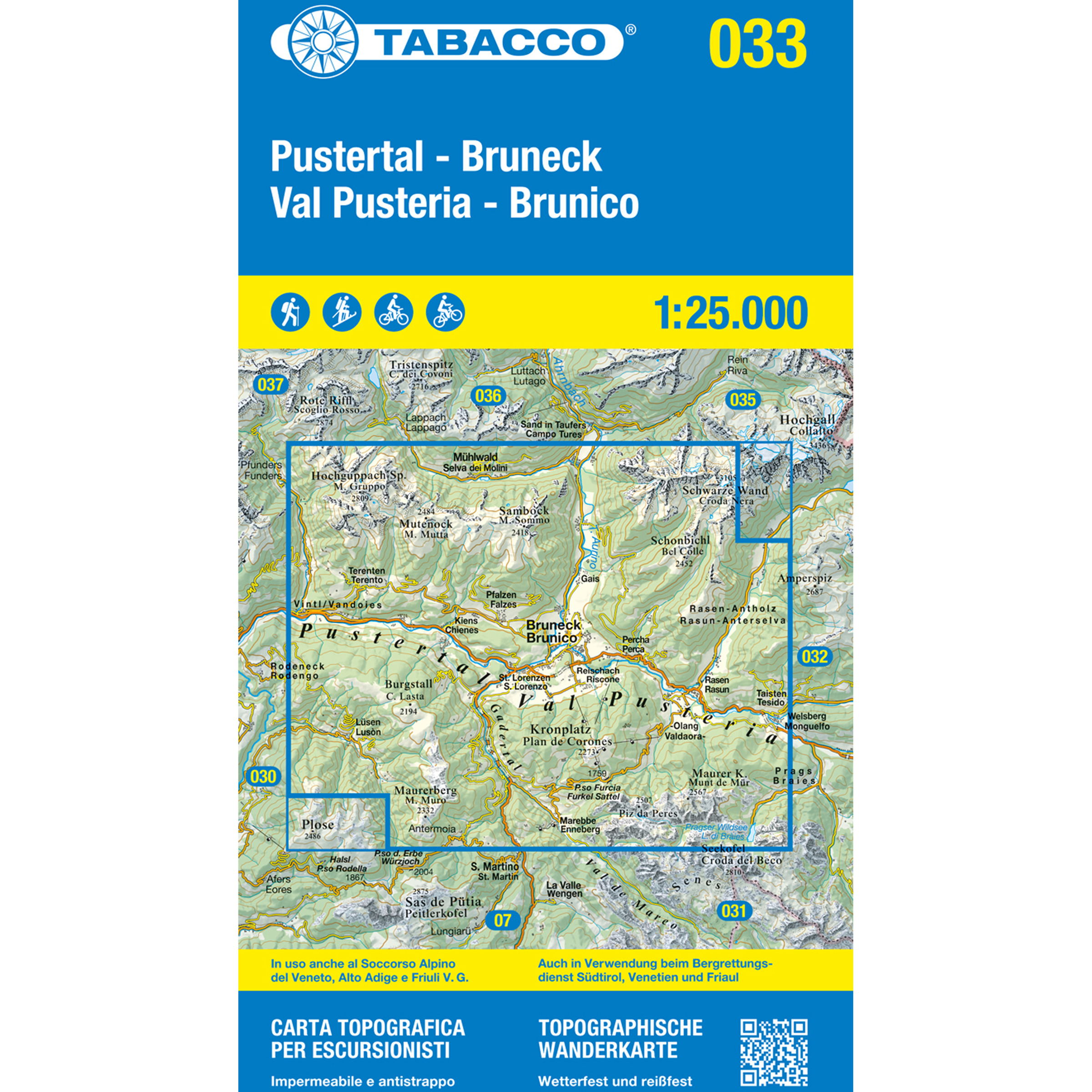 Tabacco Pustertal - Bruneck 033 Wanderkarte Topografische Karten Aufl. 2025