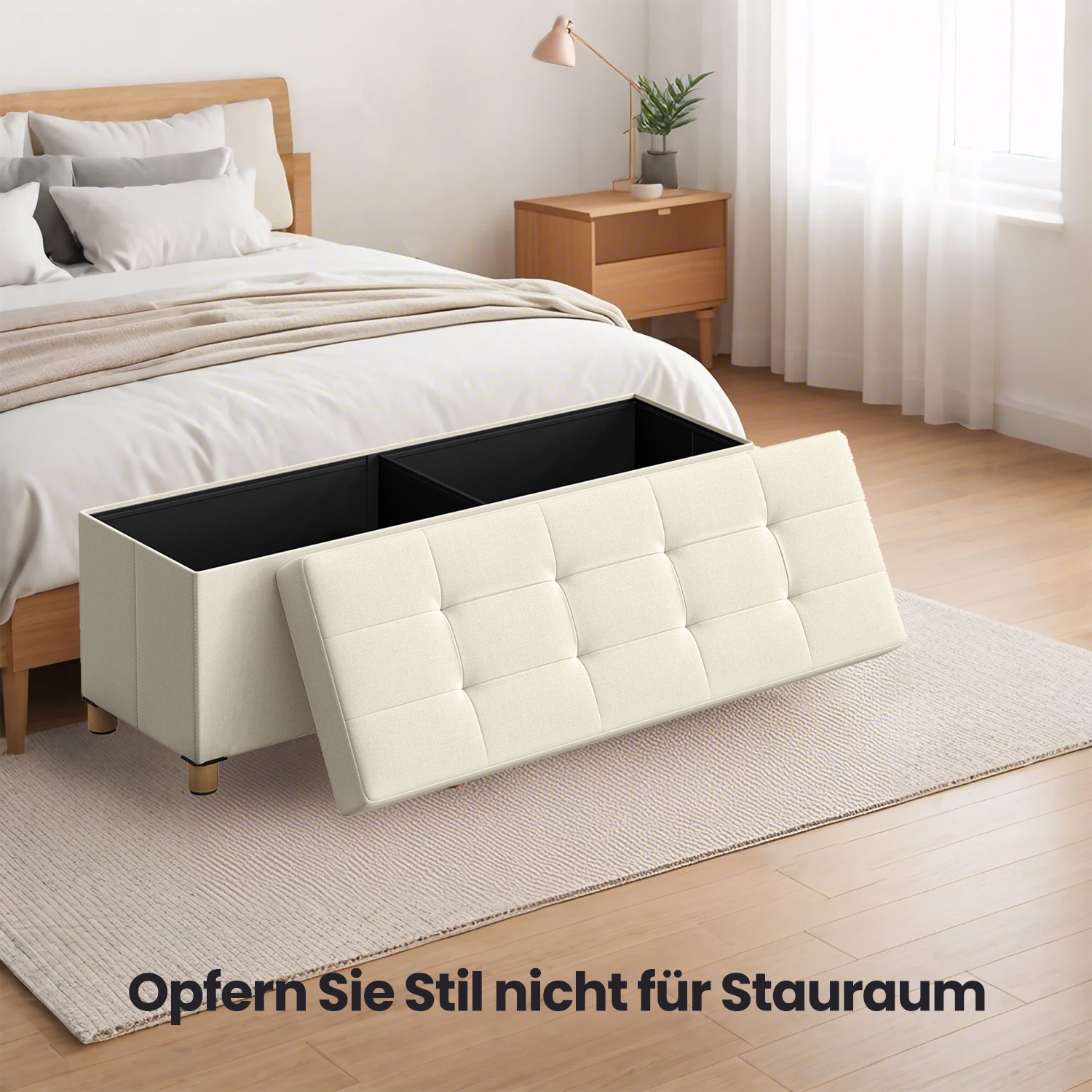 SONGMICS Sitzhocker, klappbare Sitzbank mit Stauraum, Beinen LSFB35018W11