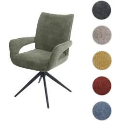 Esszimmerstuhl HWC-O78, Küchenstuhl Stuhl, drehbar Auto-Return, Stoff/Textil Chenille (310g/m2) ~ grün