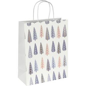 Sigel Geschenktüte GT123, Pine Trees, Geschenktasche, 26 x 33cm, weiß, 5 Stück