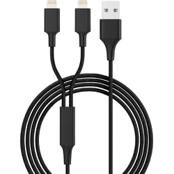 HYDRA DUO-LBK - Ladekabel, USB -> 2x Lightning, schwarz