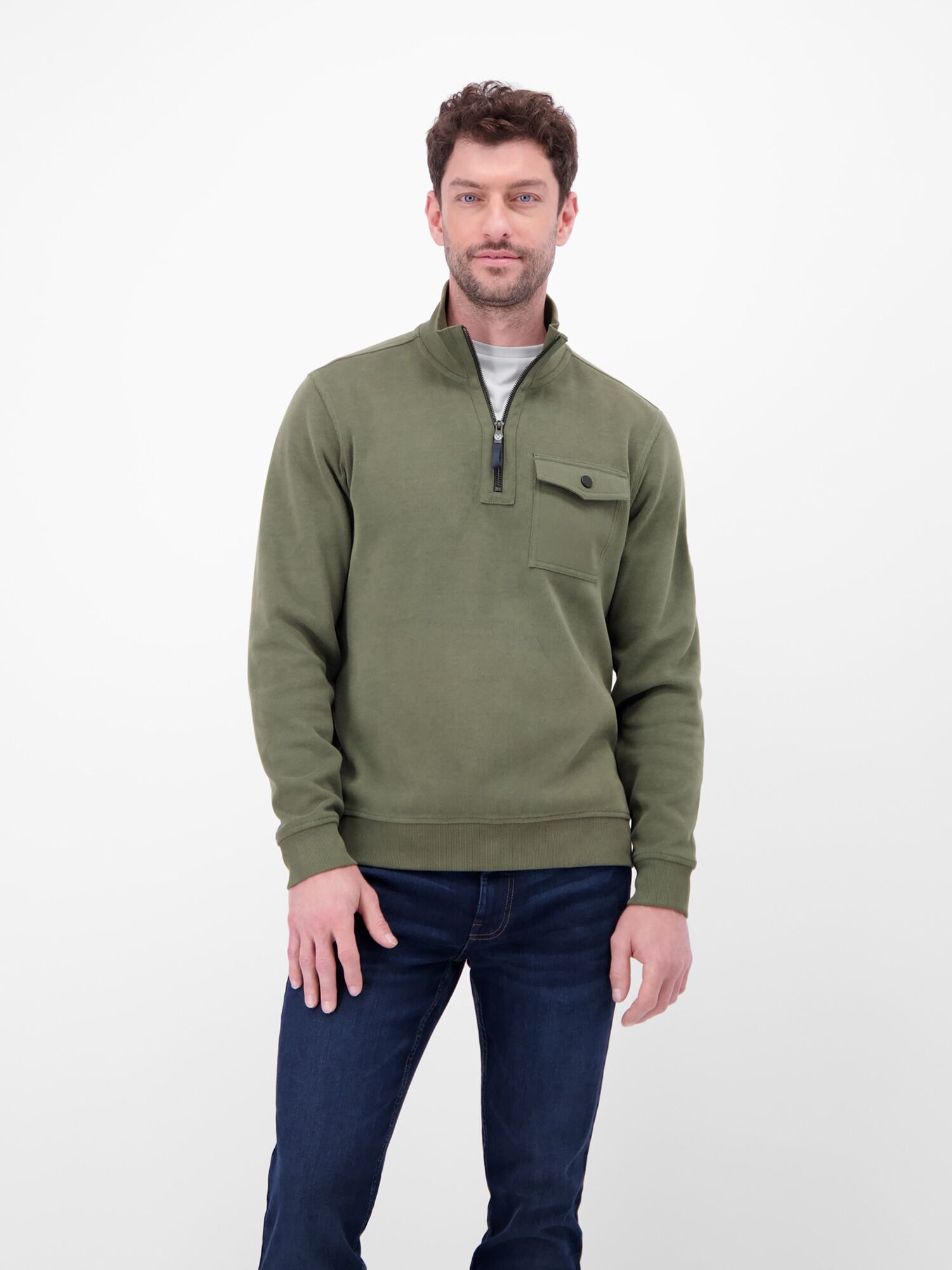Sweatshirt LERROS "Herren Troyer, stylisch-legér", Herren, Gr. S, grün (nordic olive), 70% Baumwolle, 30% Polyester, Sweatshirts Sweatshirt nordic olive S