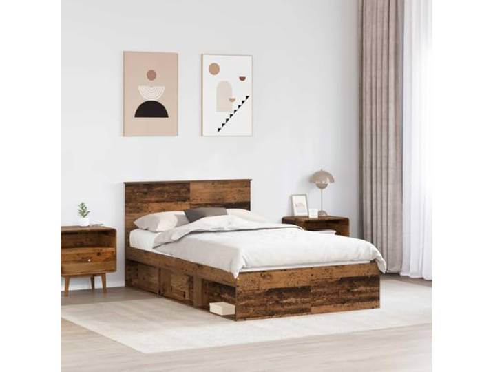 KTHLBRH Bettgestell aus altem Holz, 120 x 190 cm Feste Lattenroste, Rahmen aus mehreren Schichten, 200 kg Tragkraft, modernes Design