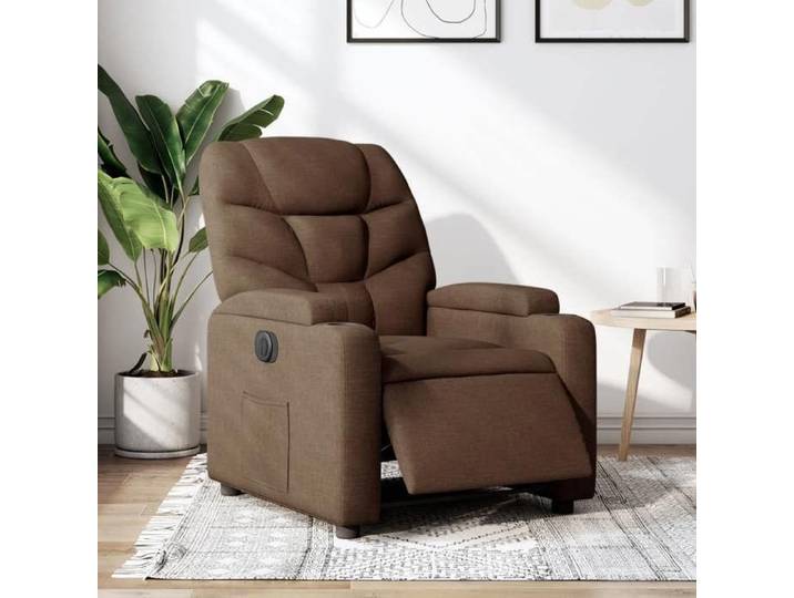 Bonne qualité - Fauteuil inclinable électrique Marron Tissu 74x89x100 cm Relaxation - Scandinave DECO M7107166