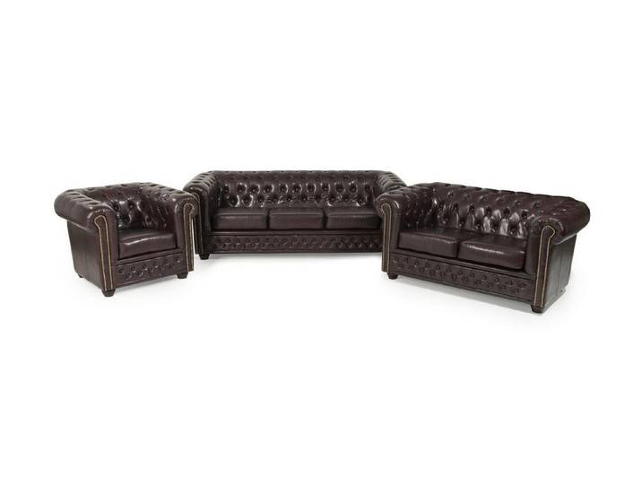 JVmoebel Chesterfield-Sofa Elegantes Sofa-Set aus Kunstleder mit Chesterfield-Design, Set, Made in Europa