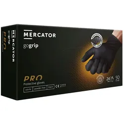 MERCATOR MEDICAL GoGRIP+ Nitrilhandschuhe, puderfrei, latexfrei, Diamanttextur  schwarz 1x 50 Stück Größe: M