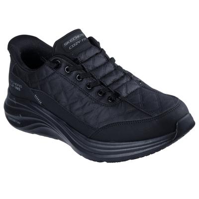 Slip-On Sneaker SKECHERS "CONTOUR FOAM", Herren, Gr. 43, schwarz, Lederimitat, Textil, Schuhe, Slipper, Schnürschuh in veganer Verarbeitung, Cozy Fit™-Komfort