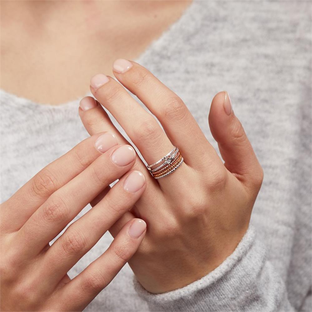 Unique Ring-Set 925er Bubble-Design Silber rosé gold