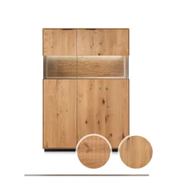 Massivholz »Lugano« Highboard II Hobelschlag Front / Rückwand Spiegel