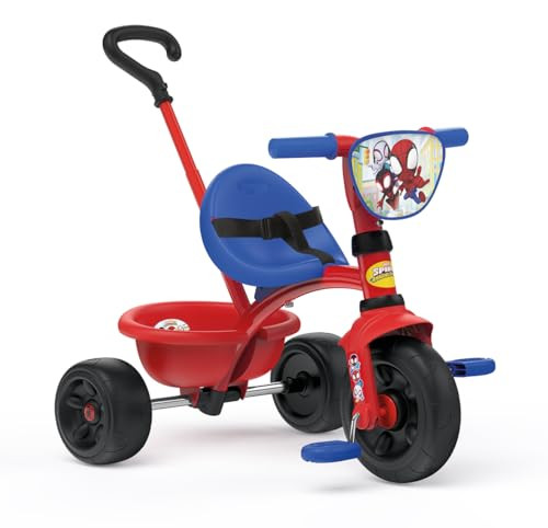Smoby Spidey Be Fun Driewieler met verstelbare ouderstang voor kinderen van 15 maanden tot 4 jaar