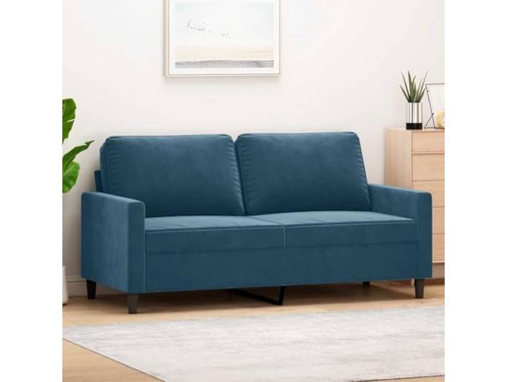 pokgdf 2-Sitzer Samtsofa Blau 140 cm Metallgestell, Dick Polsterung, Belastbar Bis 110 Kg, Modernes Design