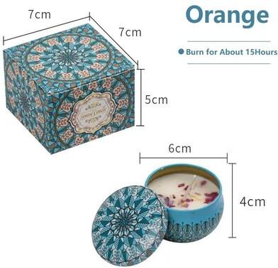 Uplift Treasures Vintage Soy Wax Scented Candle Jar With Floral Fragrance orange