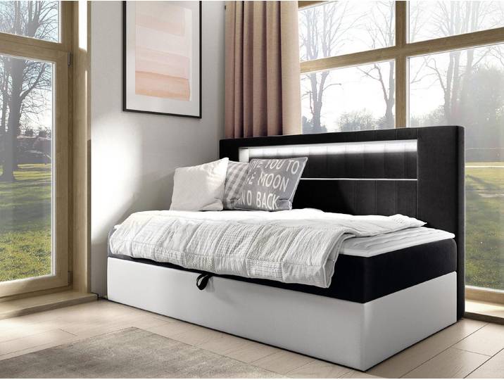 MIRJAN24 Boxspringbett Gold Junior 2 (mit Bettkasten und Beleuchtung), mit Bonellfederkern, Härtegrad - H3