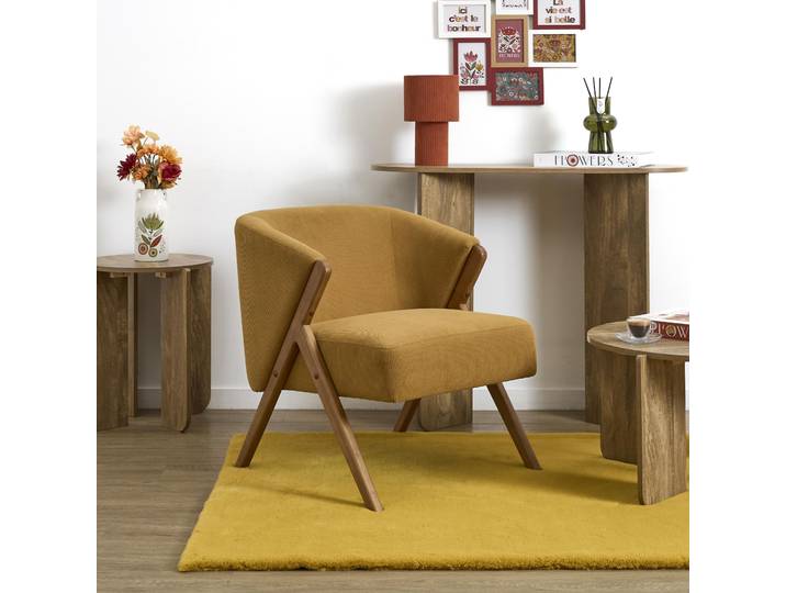 Fauteuil - HOME DECO FACTORY - Jules - Design Rétro Chic - Jaune