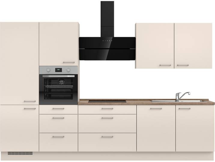 Küchenzeile, Holzwerkstoff, Beige & Sandfarben, 330,3×216,6×60 cm, Mit Soft-Close-Funktion, Modern, Nobilia