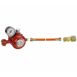 GOK Druckregler-Set 50 mbar – Haushaltsregler 1,5 kg/h mit Manometer + 1 m Gassc...