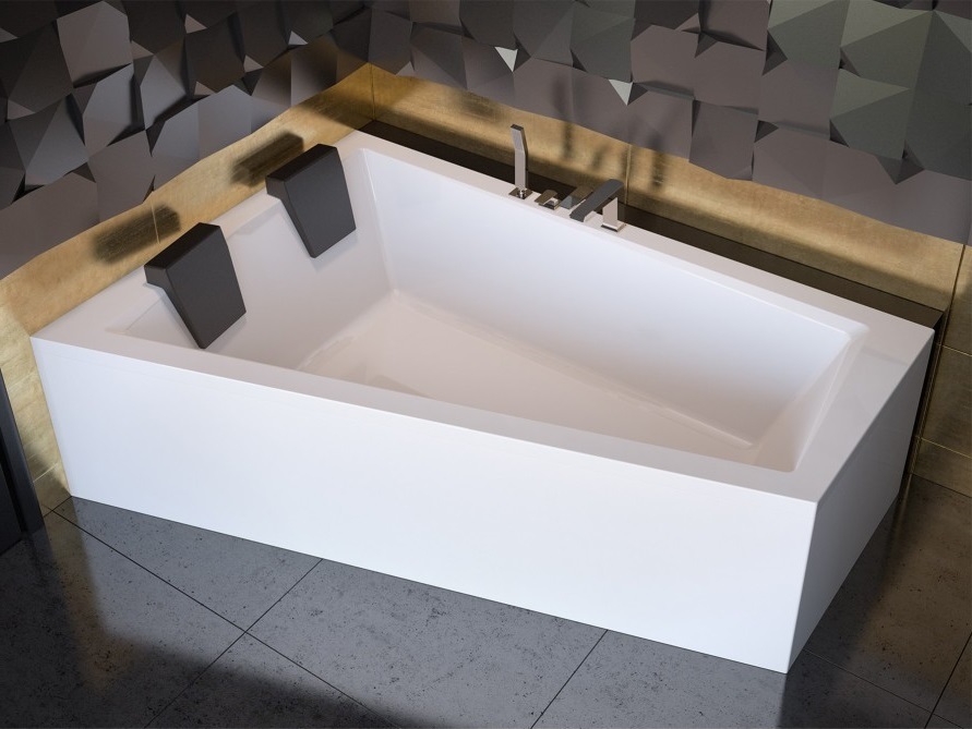 Badewanne INTIMA DUO LINKS 180x125cm mit Füßen , mit Siphon (ohne Schürze) , für zwei Personen