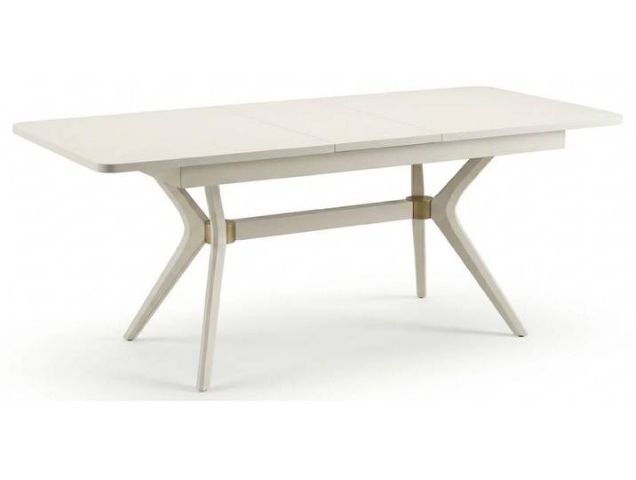 JVmoebel Esstisch Ausziehbarer Esstisch Modern Weiß Holz Metall Großer Küchen (1-tlg)