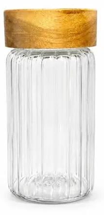 Bavary Space Kruidenpotjesset 6-delig van Glas en Acaciahout, B/D/H: 6,5 x 6,5 x 12 cm