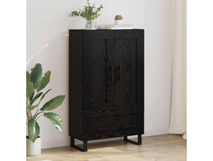Highboard Schwarz Eichen-Optik 69,5x31x115 cm aus Holzwerkstoff mit Stauraum, stabiles Highboard mit glatter Oberfläche und Präsentationsfläche, Elegantes