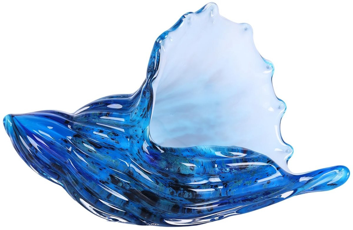 Handgeblazen glazen schelp sculptuur voor op tafel