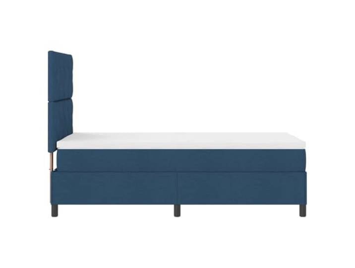 PUGYNBK Box-Bett, Blau, 100 x 200 cm, mit Kopfteil Fester Lattenrost, Kiefernholz, gepolstert, Füße aus Kunststoff, einfache Montage