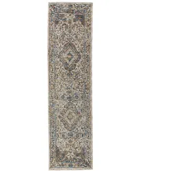 KADIMA DESIGN Teppich im Vintage-Stil | Recyceltes Polyester | Medaillon-Design | Fußbodenheizung geeignet | 60x230cm
