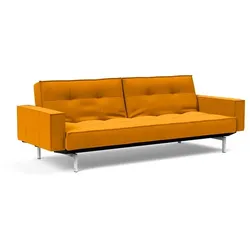 INNOVATION LIVING Schlafsofa mit Armlehnen Splitback Chrom Stoff Gelb Curry