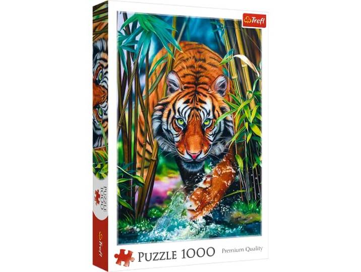Trefl - Roofzuchtige Tijger Puzzel - 1000 Elementen, Jagende Tijger