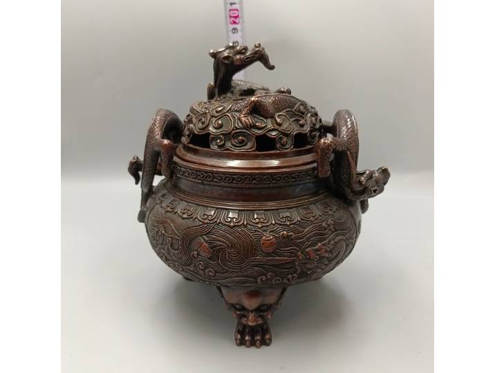 Brûleur d'encens Double Dragon Gate Fish Leap Dragon Collection Antique