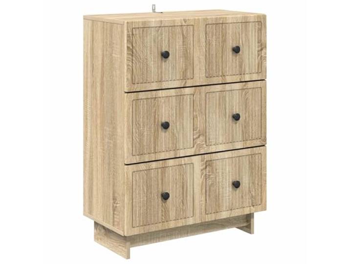 HKLGBVCR Schubladenschrank, 66 x 34,5 x 90 cm, Holz, Vintage Schwarze Metallgriffe, Wandbefestigung inklusive, Pflege feuchtes Tuch, Wohnzimmer Eingangsbereich