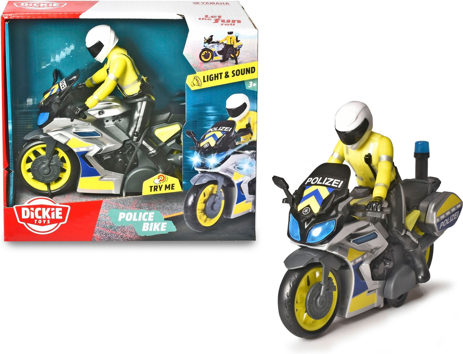 Spielzeug-Motorrad DICKIE TOYS "Police Bike", blau (blau, silber), Spielzeugfahrzeuge, KinderT:17cm, Kunststoff, Spielzeug-Motorrad, mit Licht und Sound, T:17cm
