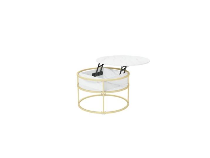 Table basse ronde relevable à 2 niveaux blanc