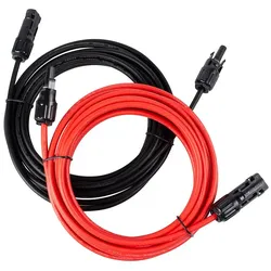 Solarkabel Photovoltaik Kabel 6 mm2 mit MC4-Stecker - Set, rot/schwarz (Ausführung: 2x10 m rot/schwarz)