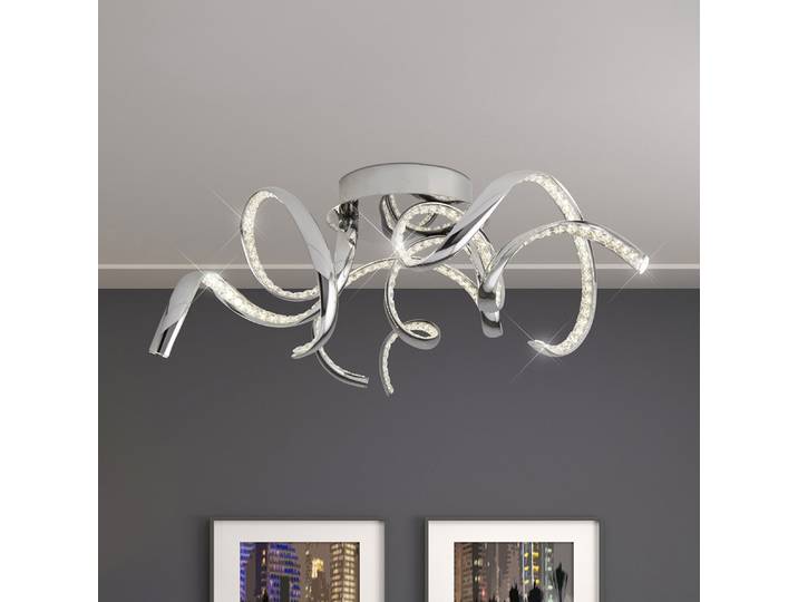 Plafonnier LED 75 x 25 x 75cm Argenté Acier chromé Verre cristal LED Module LED