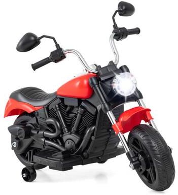Costway 6V Kids Motorcycle with Detachable Training Wheels and Music for Ages 2-5-Red
