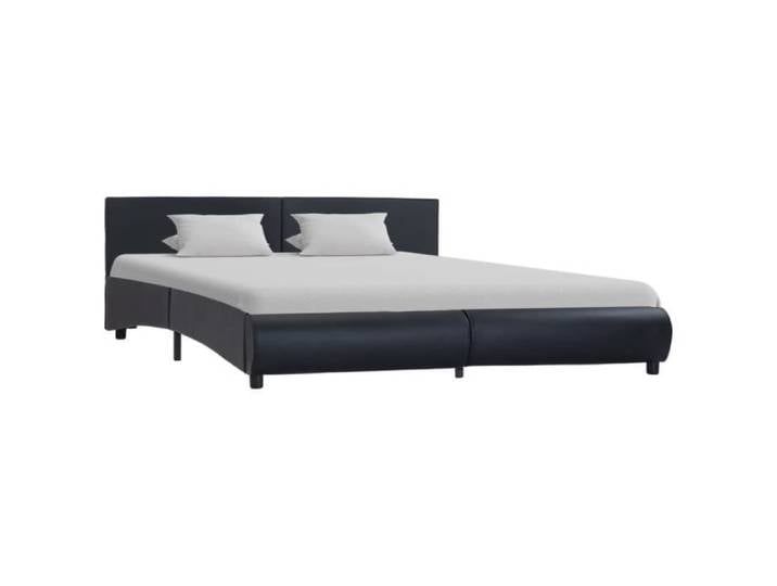 Cadre de lit adulte 2 places en similicuir noir 160x200cm - Magnifique