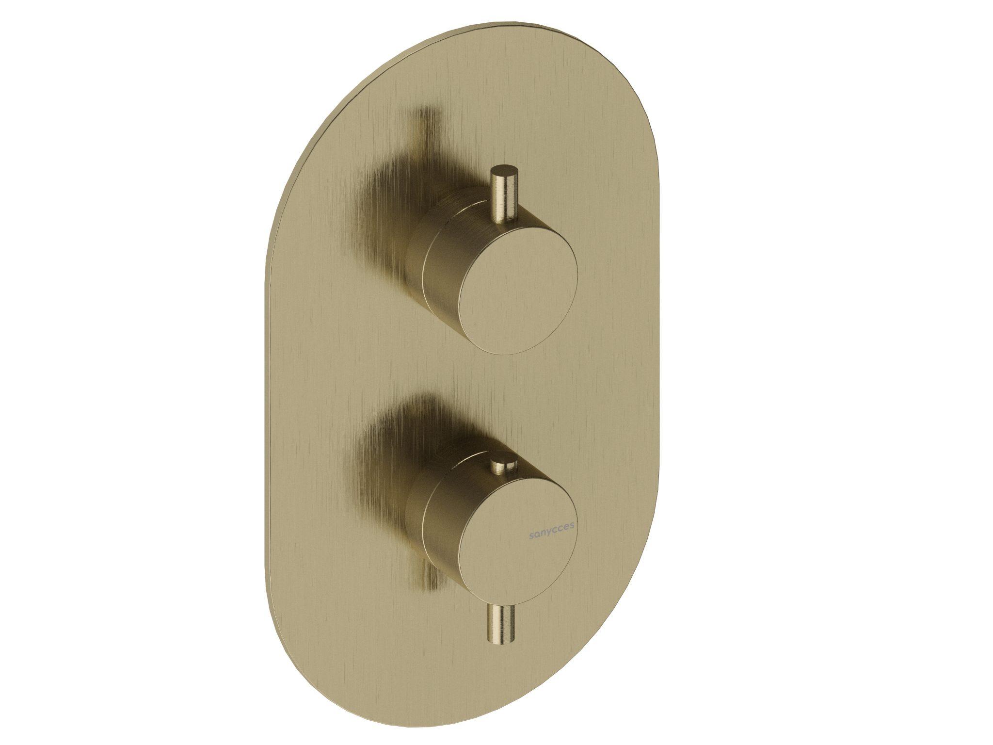 SANYCCES LOOP Unterputz 1-Weg-Duschbrausebatterie mit Thermostat, gold gebürstet