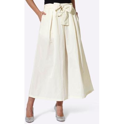 A-Linien-Rock HEINE, Damen, Gr. 40, weiß (ecru), 100% Polyester, unifarben, lang, Röcke A-Linien-Rock