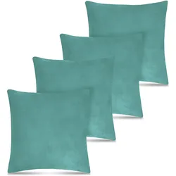 Aspero, Dekokissen, 4 x Flanellkissen Bezüge 60x60cm Blau (60 x 60 cm)