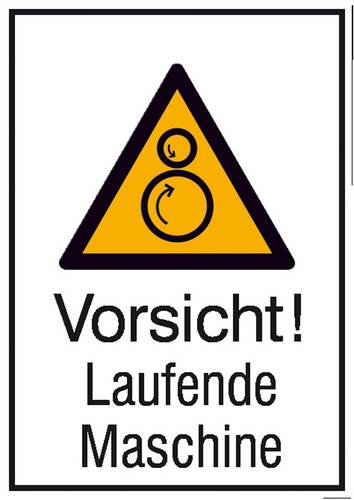 Warn-Kombischild Vorsicht! Laufende Maschine Folie selbstklebend (B x H) 131mm x 185mm ISO 7010 1St.