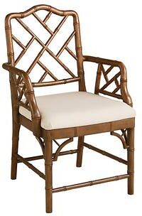 Dayna Arm Chair - Chestnut/Sandberg Parchment - Ballard Designs