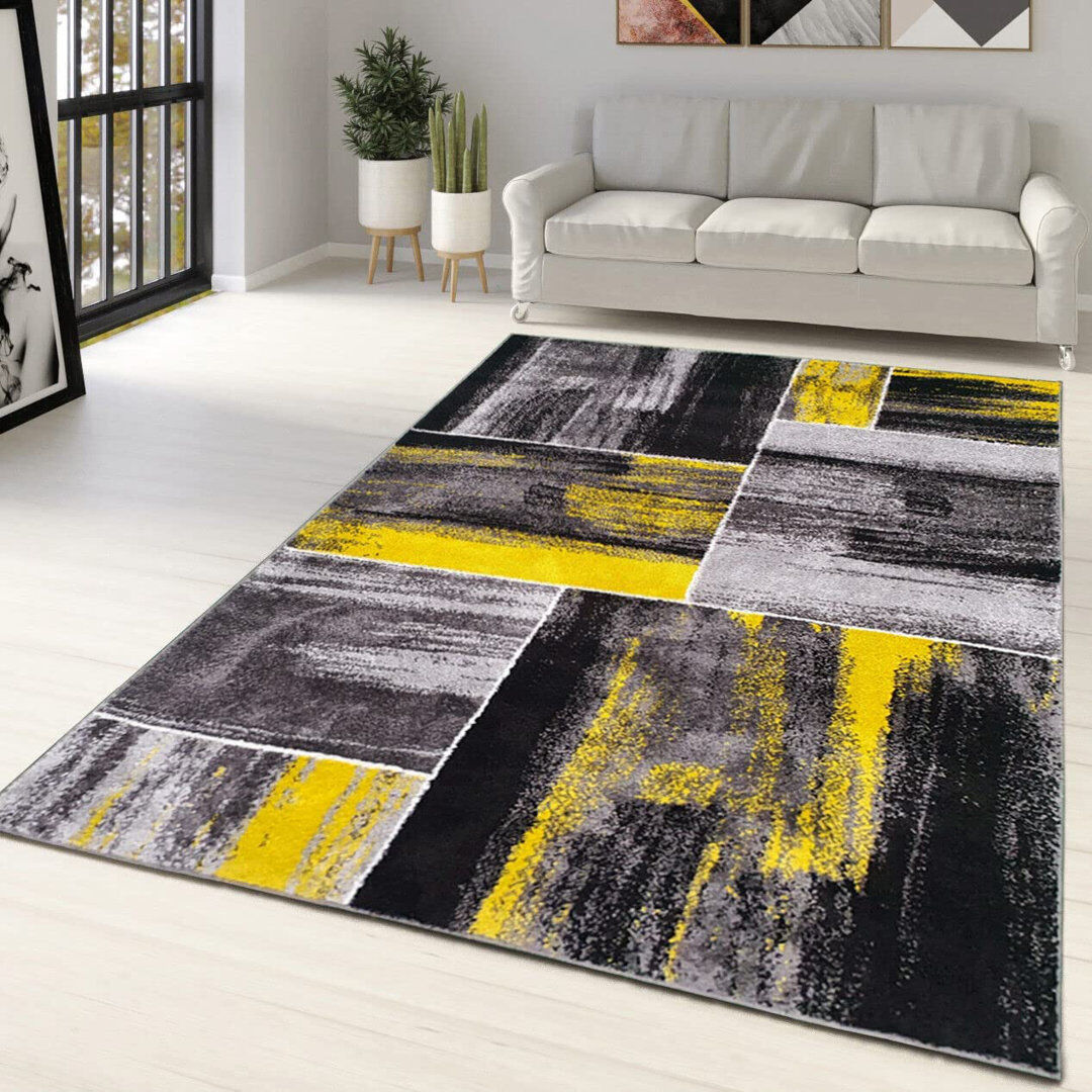 Latitude Vive Alliene Rectangle Geometric Area Rug Yellow Rectangle 200 x 290cm