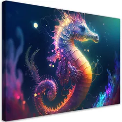 WANDBILD neon seepferdchen